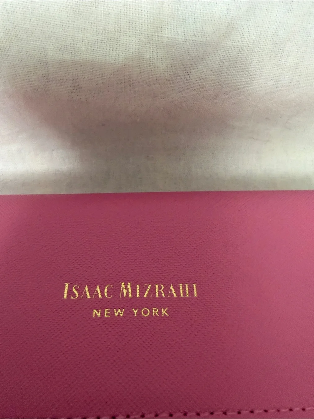 Isaac Mizrahi mauve cat-eye sunglasses with pink case